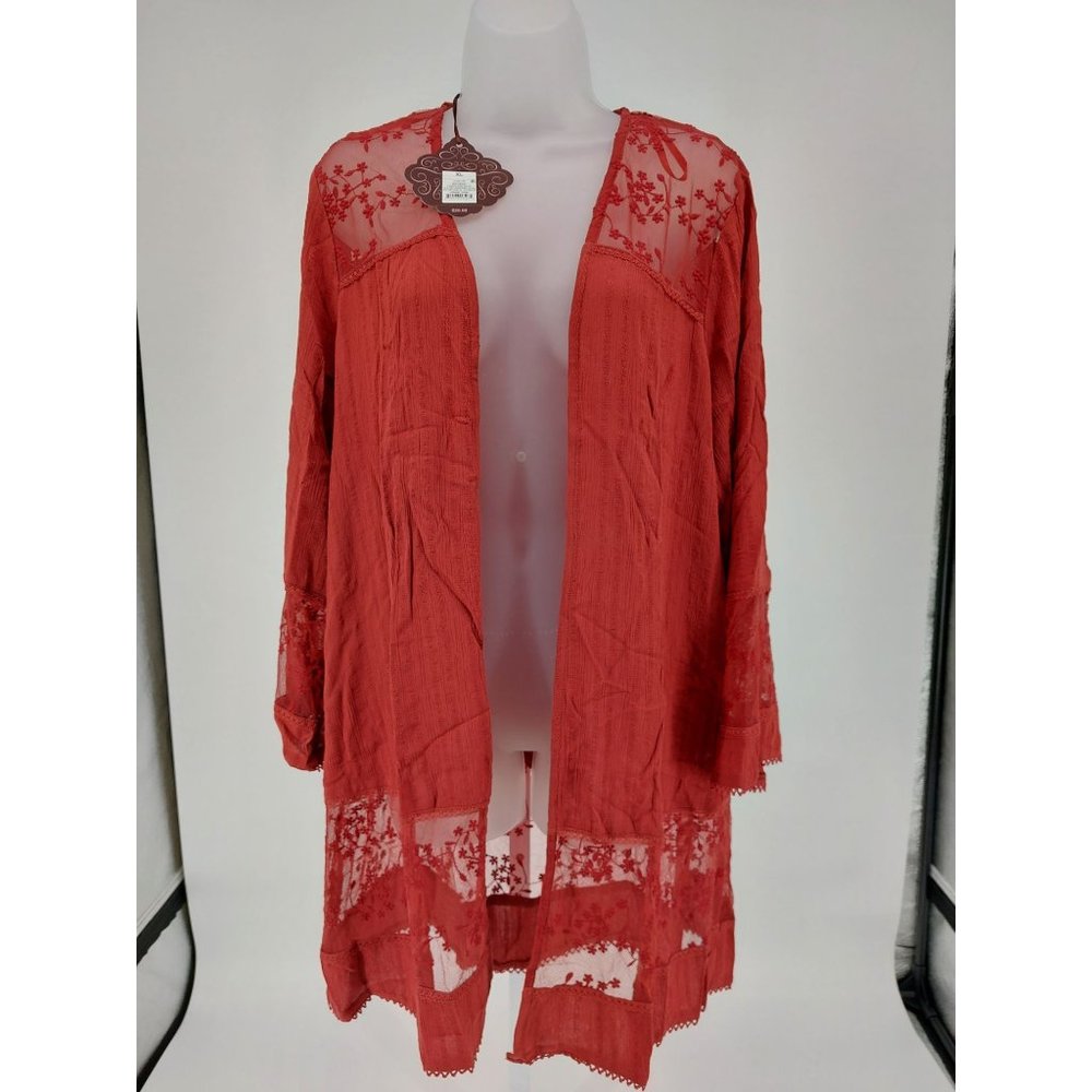 Women's Long Sleeve Lace Detail Wrap Jacket - Knox Rose - Size XL
